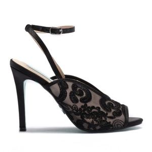 Betsey Johnson Lula Embroidered Ankle Strap Pumps